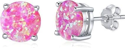 Silvego Silver earrings with pink synthetic opal JJJEBP302004