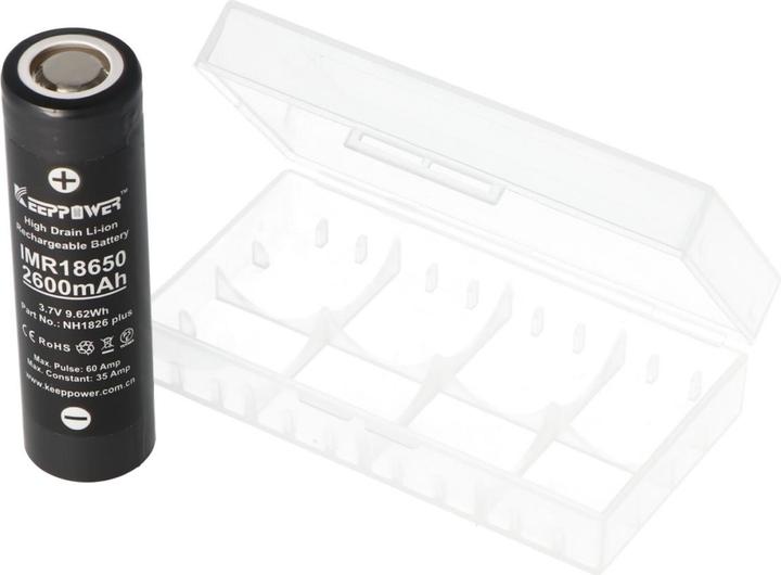 Produktbild Keeppower Akku IMR18650 Plus (US18650VTC5A) (Flat Top) inkl. Akkuschutzbox (1 Stk., 18650, 2600 mAh)