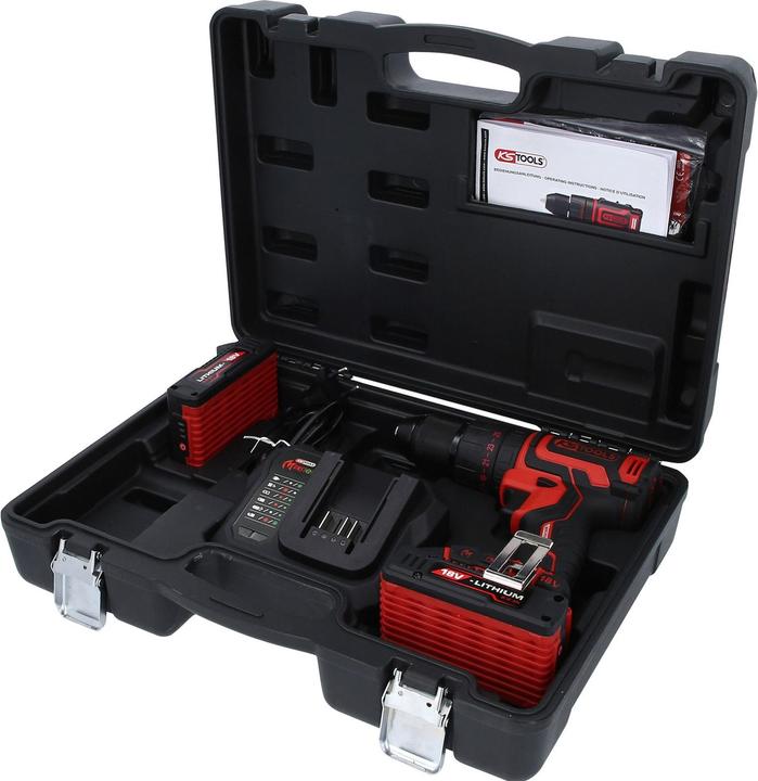 Produktbild KS Tools eMONSTER Brushless-Akku-Schlag-Bohr-Schrauber-Satz, 4-tlg | 18 Volt, 2 Akkus und Ladegerät (Akkubetrieb)