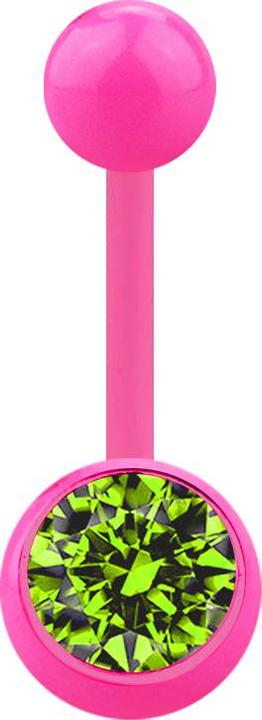 Immagine prodotto Star Piercing Rosa banana con sfera e cristallo verde chiaro (Acrilico, senza ottone)