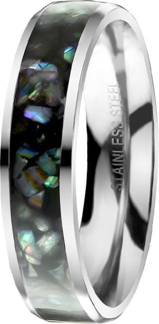 Produktbild Star Piercing Ring silber mittig Abalonestreifen (ohne Messing, Organisch, Chirurgenstahl 316L)