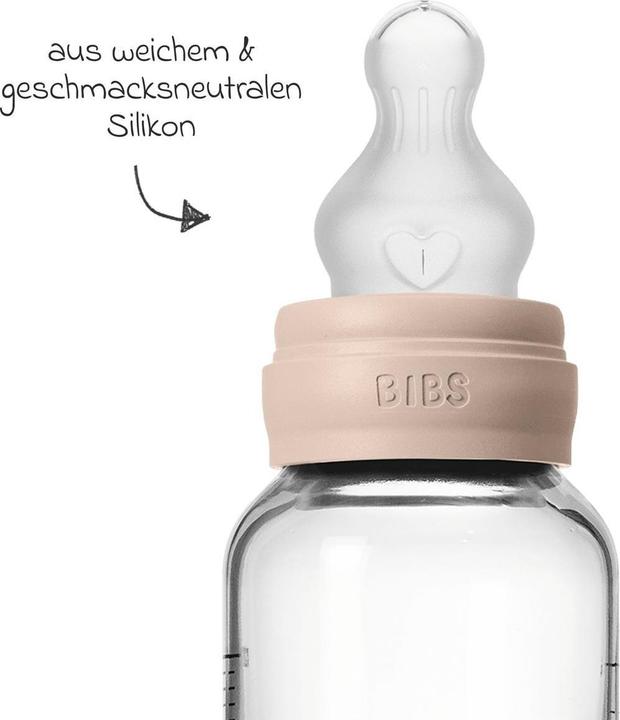 Produktbild Bibs Babyflaschen Glas-Flasche Baby Bottle Round 120 ml + Silikon-Trinksauger (120 ml)
