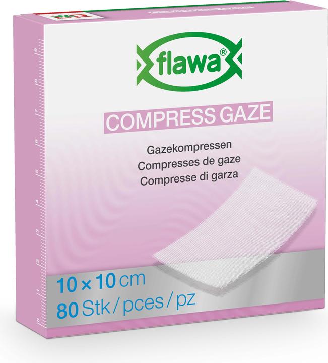 Image du produit Flawa Compresses de gaze coupées 10x10cm traitées pour réduire les germes