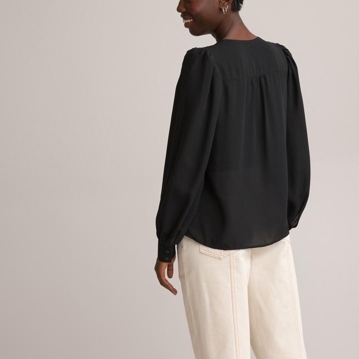 Produktbild La Redoute Collections Langärmelige Bluse mit V-Ausschnitt (40)