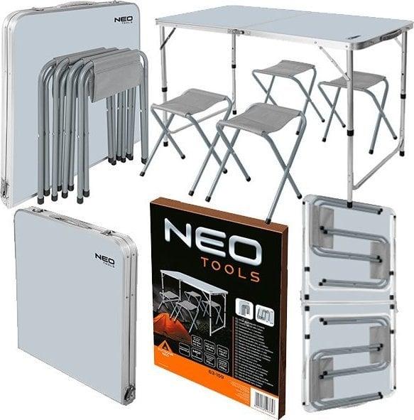 Produktbild Neo Ein Set aus Campingtisch und 4 Stühlen, zusammengefaltet in einem Koffer
