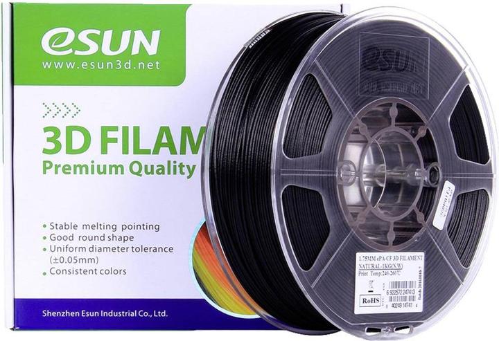 Image du produit eSUN ePA-CF Filament PLA résistant à la chaleur, haute rigidité, haute résistance à la traction 1.75mm (PLA, 1.75 mm, 1000 g, Noir)