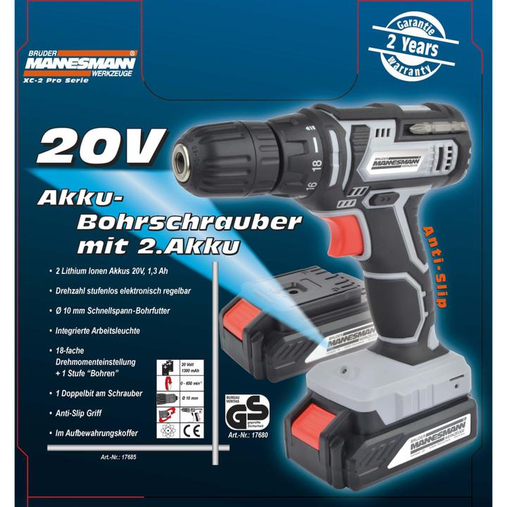 Immagine prodotto Mannesmann Trapano avvitatore a batteria 20V (Batteria ricaricabile)