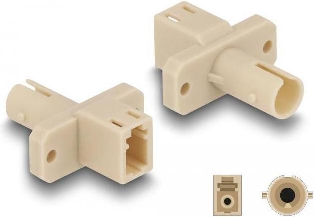 Produktbild Delock LWL Hybrid Kupplung LC Simplex Buchse zu ST Simplex Buchse beige (Netzwerk Kupplung)