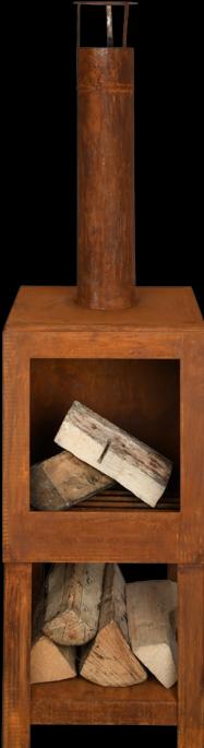 Image du produit Esschert Design Terrassenofen mit Holzlager, Rostbraun
