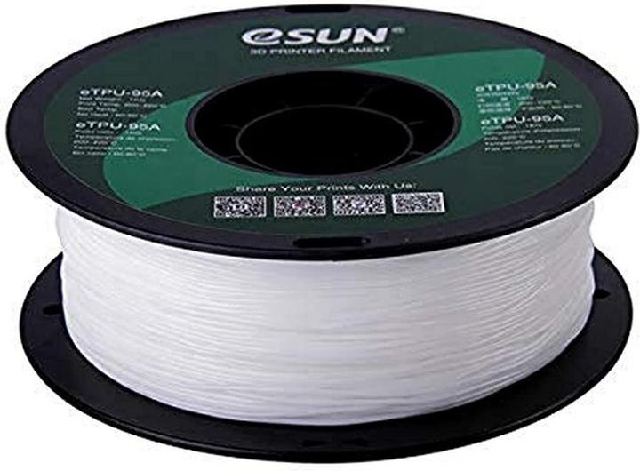 Produktbild eSUN eTPU-95A 1,75mm White 1kg 3D Filament (TPU, 1.75 mm, 1000 g, Weiss)