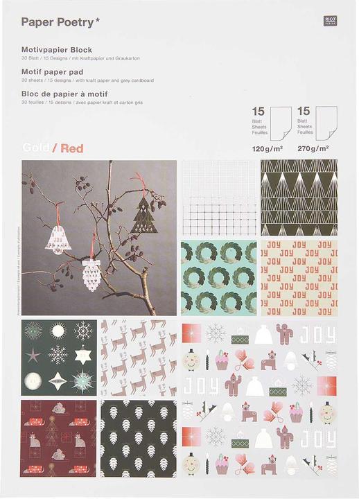 Image du produit Rico Design Bloc de papier à motifs I love Christmas FSC MIX, 30 feuilles (120 g/m², 30 x)