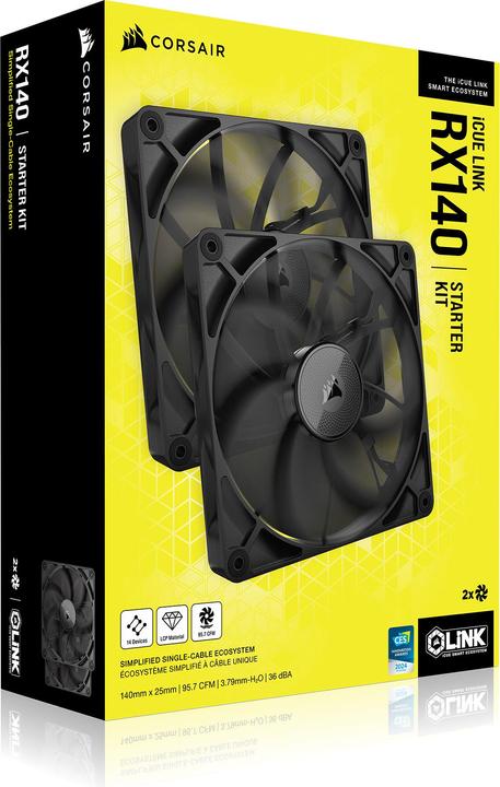 Produktbild Corsair RX Series, iCUE LINK RX140, 140mm Fan, Dual Fan Kit (140 mm, 2 x)