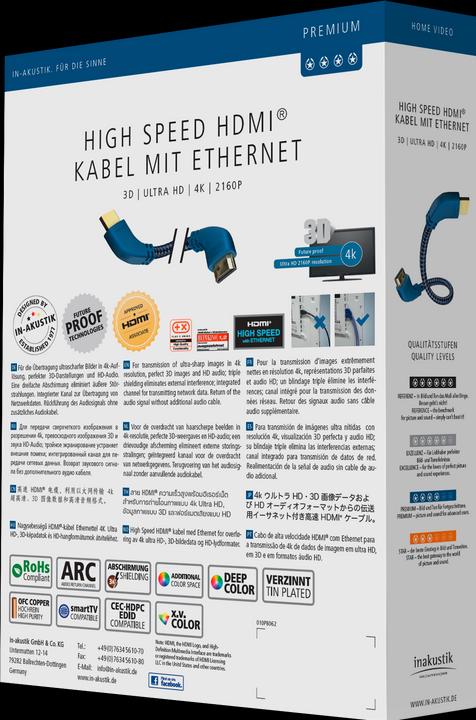 Actual product image Inakustik Premium HDMI Cable with Ethernet - Hook (1.50 m, HDMI)