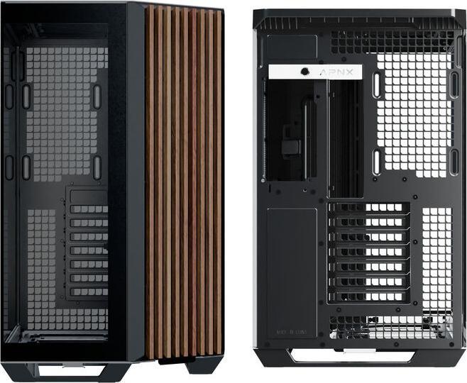 Produktbild APNX V1 PC-Gehäuse, Midi-Tower, ATX, Tempered Glass - Holz, schwarz / weiss (ATX)