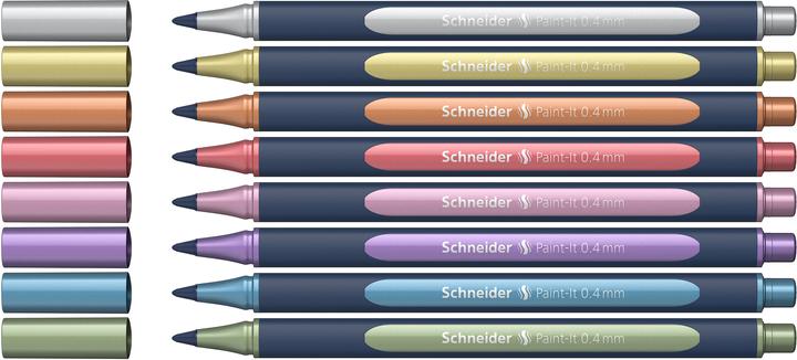 Actual product image Schneider Paint-it rollerball (gold metallic, Rose Metallic, polar blue metallic, vintage green metallic, frosted violet metallic, Metallic Copper, Silver Metallic, vintage red metallic, 80 x)