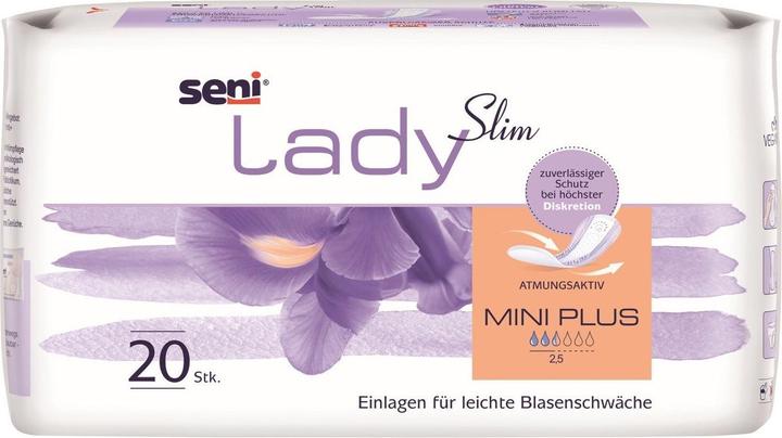 Actual product image Seni Lady Slim Mini Plus Einlage atmungsaktive anatomische 10x22.5cm 2.5 Tropfen (20 x, Mini)