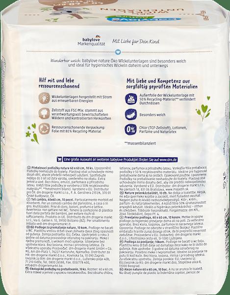 Nutritional values and ingredients dm babylove Changing pads