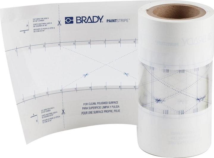 Actual product image Brady PaintStripe stencil - continuous line, polypropylene, transparent/white, 76.20 mm x 30.50
