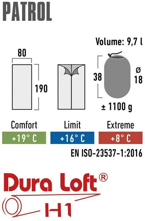 Immagine prodotto High Peak Sacco a pelo Patrol blu-blu scuro (190 cm)