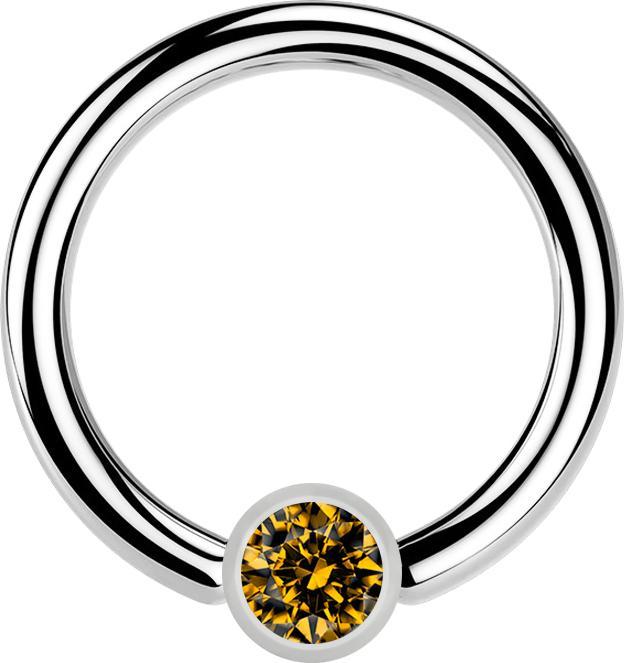 Immagine prodotto Star Piercing Anello con chiusura a sfera in argento e cristallo topazio (Acciaio chirurgico 316L)