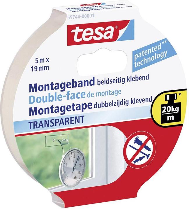 Produktbild tesa Powerbond TRANSPARENT doppelseitiges Montageband (19 mm)