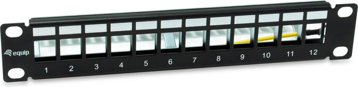 Actual product image equip Patch panel 12x RJ45 Cat6A 10" FTP 1U Premium black