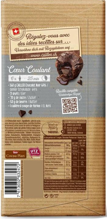 Produktbild Cailler Dessert 64% Dunkle Schokolade Tafel (200 g)