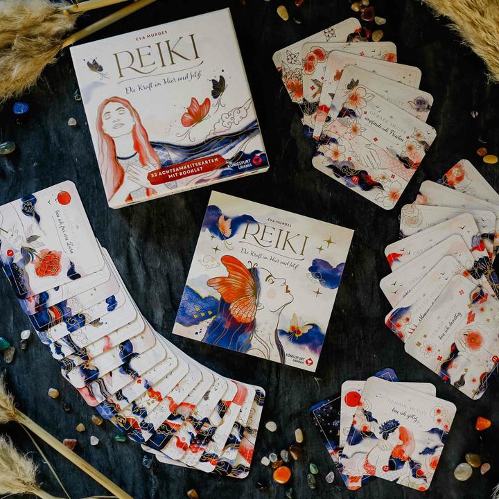 Immagine prodotto Reiki – Die Kraft im Hier und Jetzt: 32 Achtsamkeitskarten mit Goldfolie und Goldschnitt (Tedesco, Eva Murges, 2024)