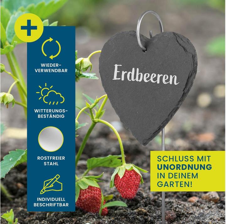 Image du produit Hoberg Pflanzschilder Set Schiefer Herz, 10 Stück, Zubehörtyp (40 cm, 10 cm)