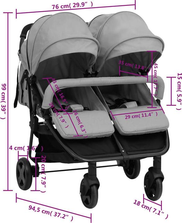 Actual product image VidaXL Geschwisterwagen