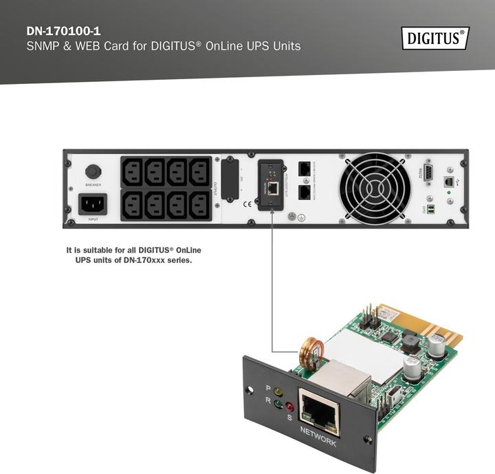 Produktbild Digitus SNMP-Karte V2.0, für OnLine USV-Anlagen DN-170xxx