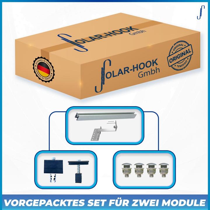 Produktbild Solar Hook Montagepaket Ziegeldach für 2 Module (Solaranlage Montagematerial)