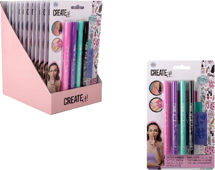 Canenco Create It! Tattoo Pen mit Schablonen, 4St.