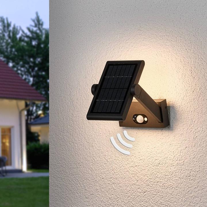 Produktbild Lucande Vakerian Solcelle Wandleuchte w/Sensor Graphite (150 lm, IP54)