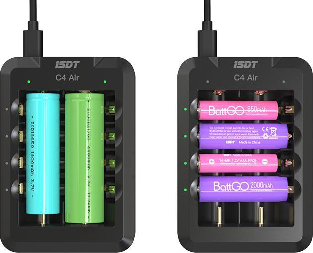 Image du produit Isdt Chargeur C4 Air USB-C, pour NiMH & Li-ion (1 pcs, HR6, HR03, Chargeurs sans batterie)