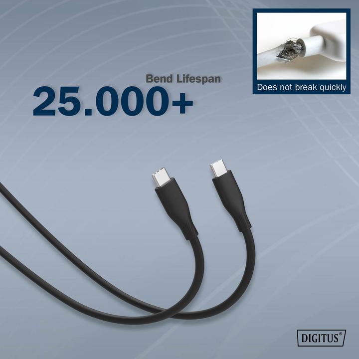 Actual product image Digitus USB-C silicone connection cable, 2m, black (2 m, USB 2.0)