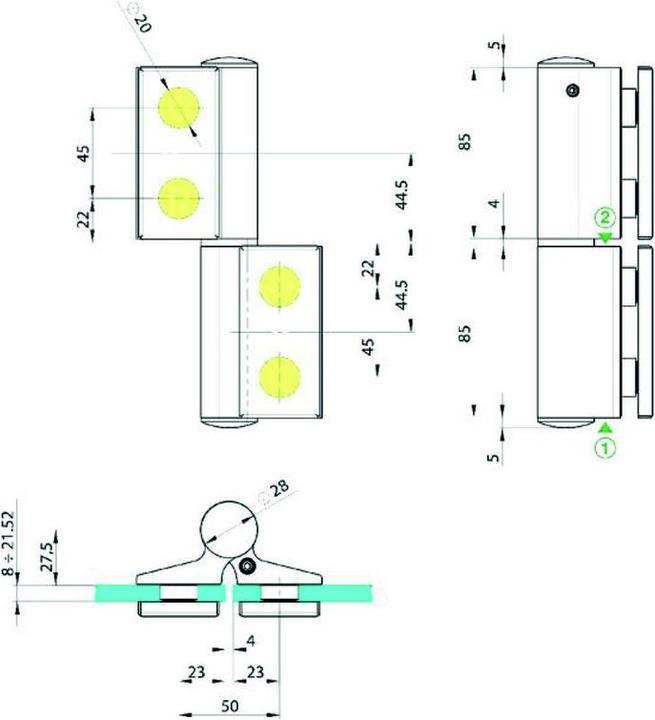 Actual product image Werkstarck Biloba EVO glass/glass hydraulic hinge