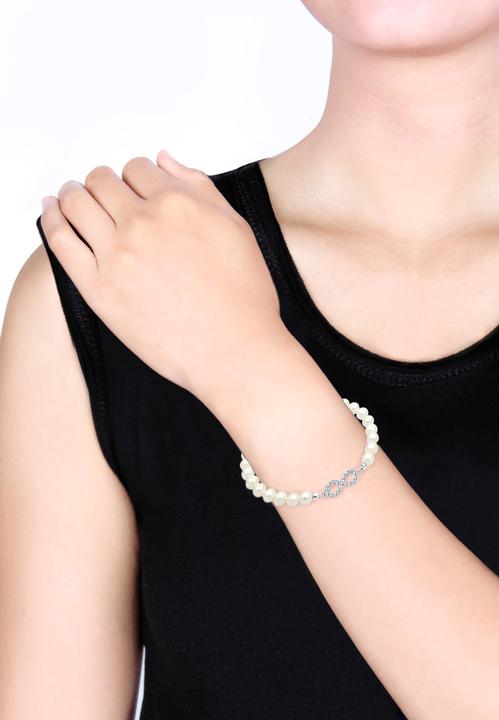 Actual product image Elli Bracelet Infinity Pearl Crystals 925 Silver (18 cm, Glass crystal, Shell beads, Plastic, 925 sterling silver)