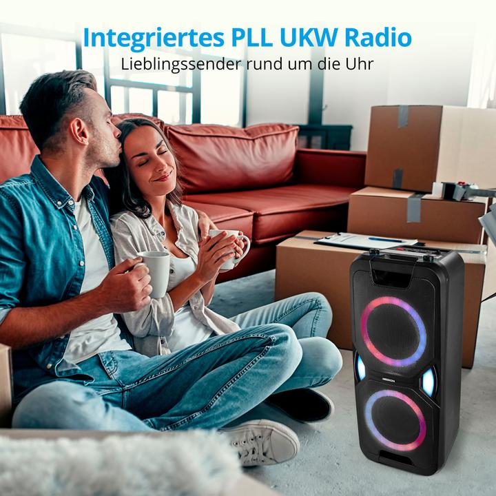 Actual product image Medion MD 44468 Party loudspeaker black (15 h, Electrical connection, Rechargeable battery operated)