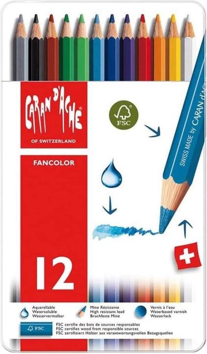 Immagine prodotto Caran d'Ache Fancolor Farbstifte Metallschachtel (Multicolore, 12 x)