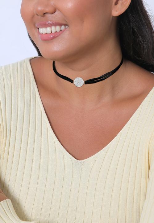 Produktbild Elli Choker, Plättchen, Textil-Kette (Kunstleder, 925er Sterling Silber, No Stein, 36 cm)