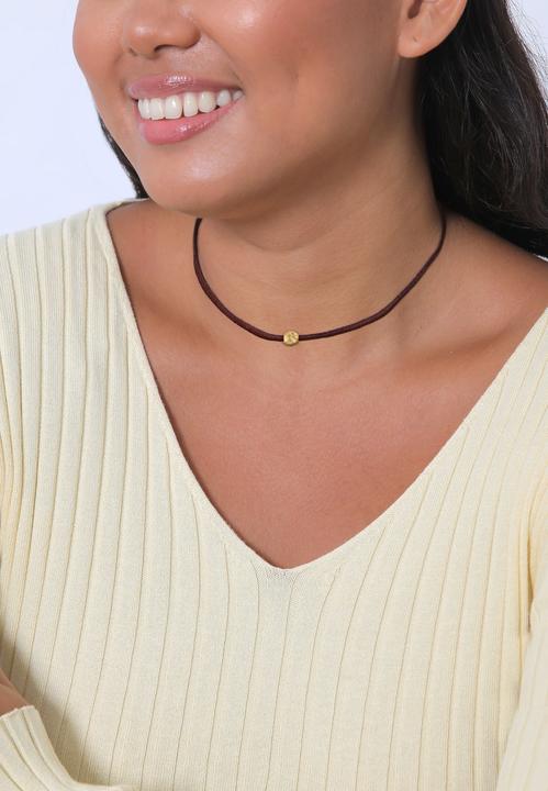 Actual product image Elli Bead, Choker, Ball, Organic (925 sterling silver, Faux leather, No stone, 36 cm)