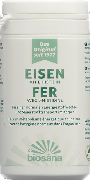 Produktbild Biosana Eisen mit L-Histidin Tabletten (120 Stk) (120 Stück, Tabletten, 80 g)