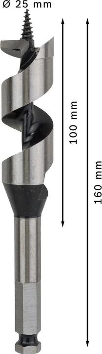 Produktbild Bosch Professional Zubehör PRO Wood Holzschlangenbohrer, 25 x 100 x 160 mm (25 mm)