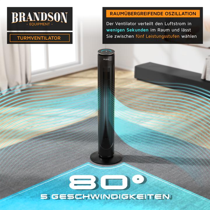 Produktbild Brandson Turmventilator, Fernbedienung, Aromafach, 40 W, Oszillation, 3 Modi, Timer, leise, Standventilator (40 dB)