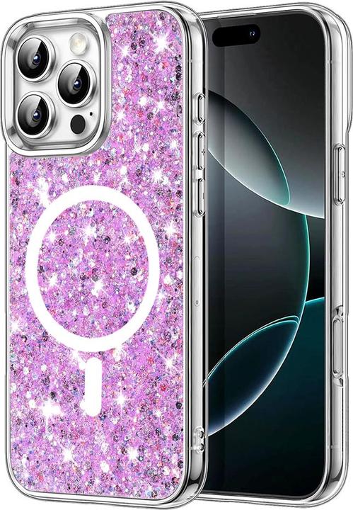 Actual product image Techsuit - Sparkly Glitter MagSafe - iPhone 16 Pro Max - Magenta (Apple iPhone 16 Pro Max)