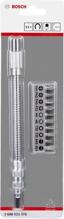 Actual product image Bosch Professional Zubehör 11 pcs. flexible metal extension SDB (Cross Phillips PH M1, Cross Phillips PH M2, Cross Phillips PH M3, Cross Pozidriv PZ M2, Hexagon socket TX M25, Hexagonal (hexagonal) M4, Hexagonal (hexagonal) M5, Hexagon socket TX M20)