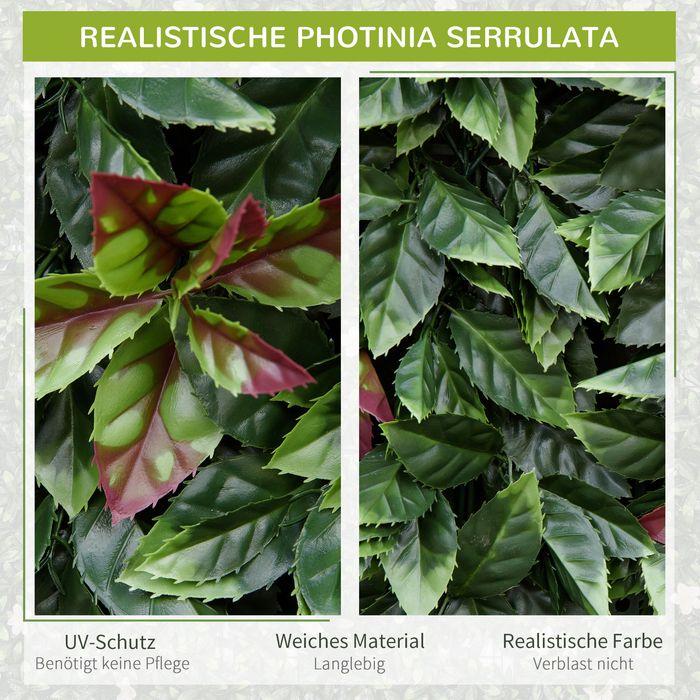 Produktbild Swisshandel24 Künstliche Pflanzenwand 12 Stück UV-Schutz Sichtschutz, Glanzmispeln Design, 50x50 cm, für Garten Ou (50 cm)