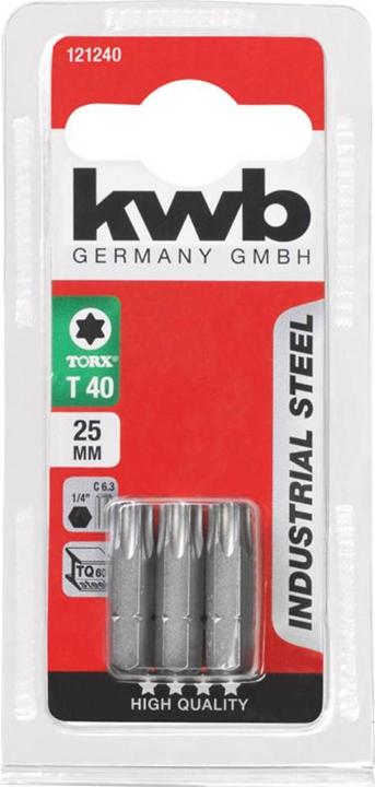 Image du produit kwb 121240 Embout hexagonal T 40 acier 3 pces (T 40)
