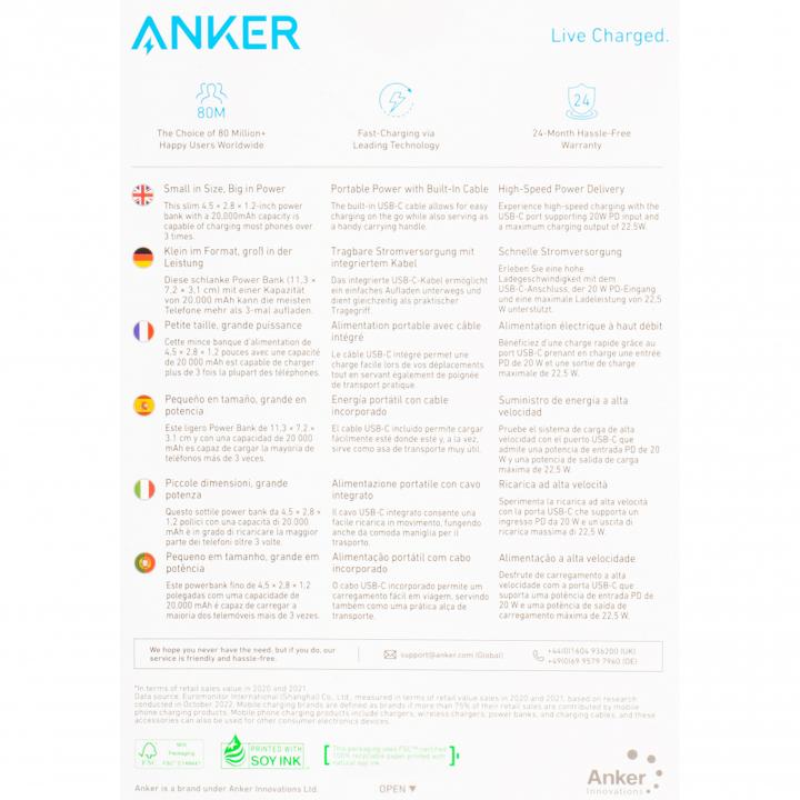 Produktbild Anker 335 PowerCore (20000 mAh, 20 W, 74 Wh)